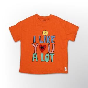 NEXT Kids Orange 'I Like You A Lot' Heart Graphic Tee - 6-7Y